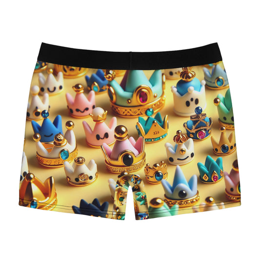 Playful Crown Pattern Men's Boxer Briefs, Fun Underwear, Quirky Gifts for Men, Comfortable Loungewear, Birthday Present