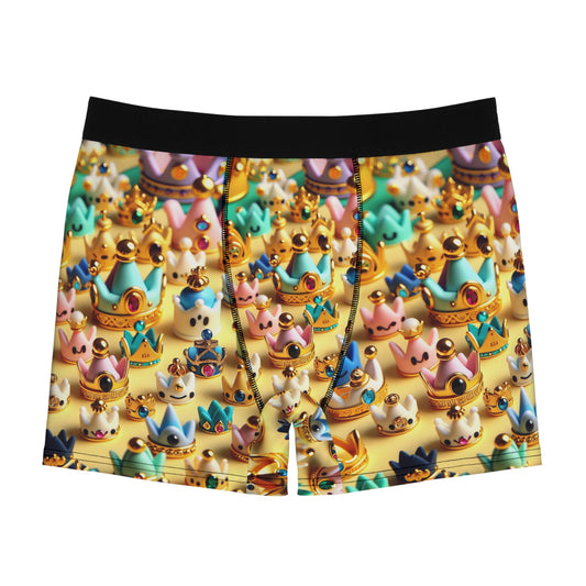 Playful Crown Pattern Men's Boxer Briefs, Fun Underwear, Quirky Gifts for Men, Comfortable Loungewear, Birthday Present